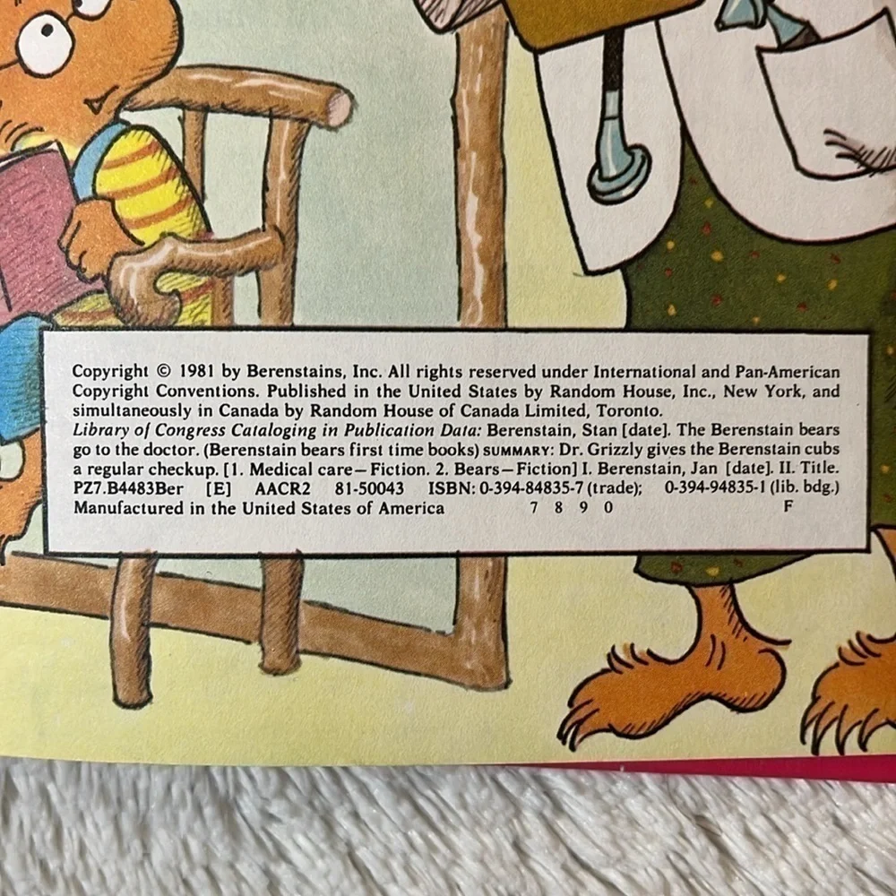 1981 The Bernstain Bears Go To The Doctor Vintage Hardcover First Edition